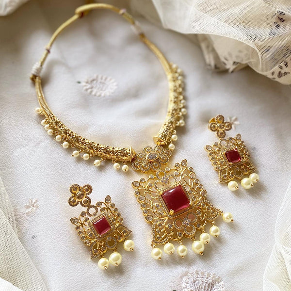 Gold finish AD designer pipe short set - Ruby - Adorna