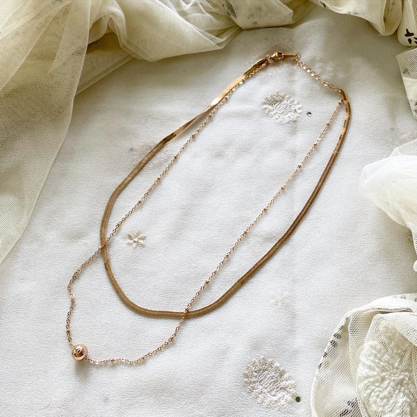 Layered bead pendant short necklace - Adorna