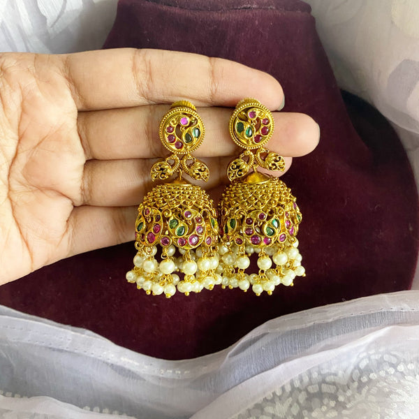 Antique matte Peacock kemp bridal choker set - Adorna