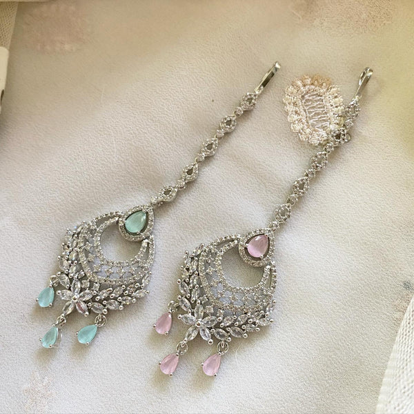 Silver tear drop floral tikka - Adorna