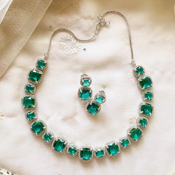 Faux Diamond Doublet neckset - Two Teal - Adorna