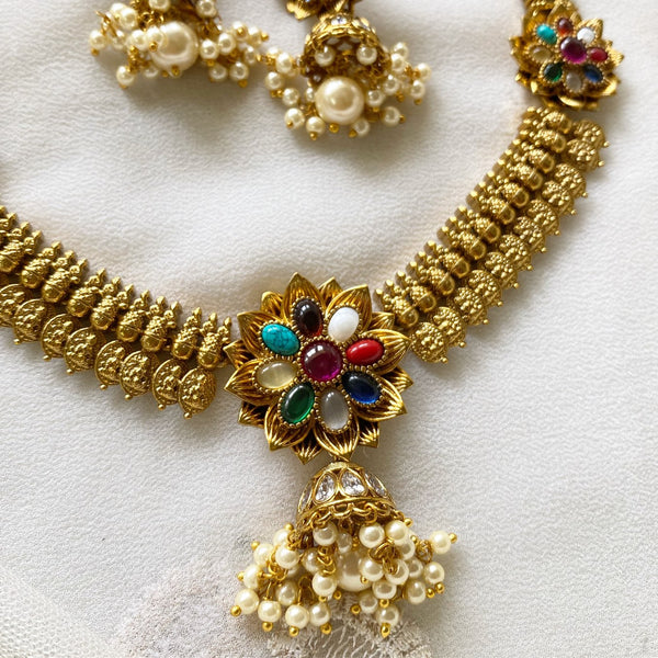 Navratna Peacock mottu Jumkhas set