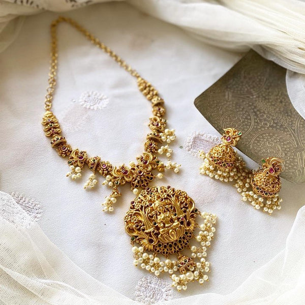 Antique matte Lakshmi short haaram set