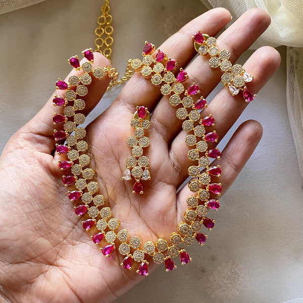 Ruby tear drop Nakshatra short set - Adorna