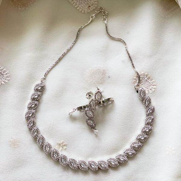 Silver CZ tear drop parade short set - Adorna
