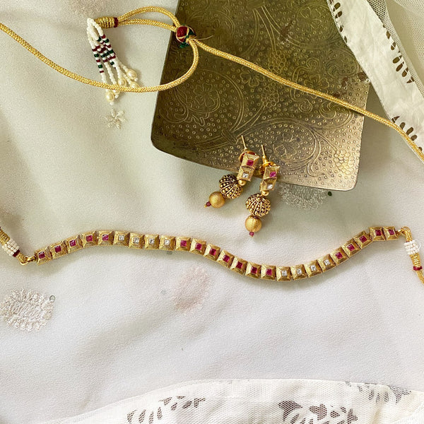 Ruby-White Square Rays short set - Adorna