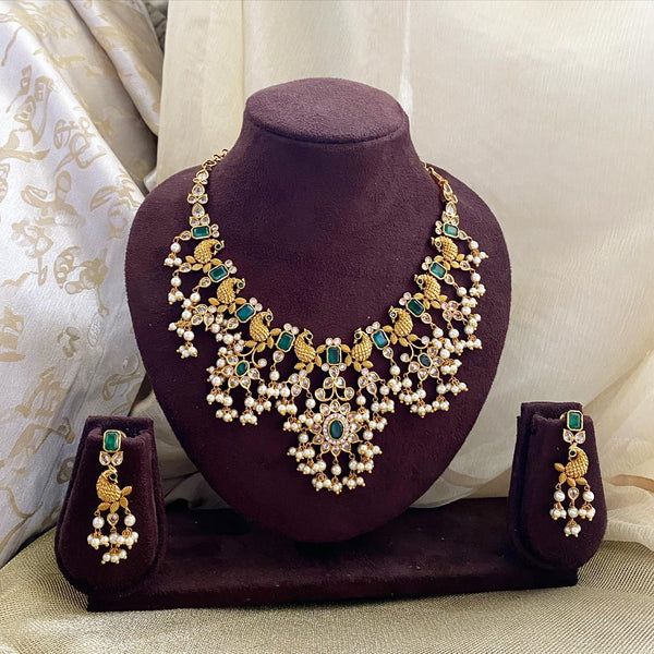 Antique matte Peacock blocks gutta short set - Adorna