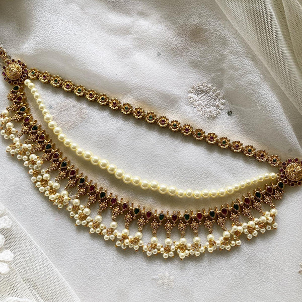 Antique matte Pearl layered short set - Adorna