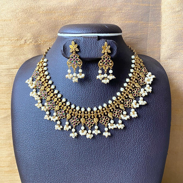 Antique matte kemp floral guttapusalu short set - Adorna