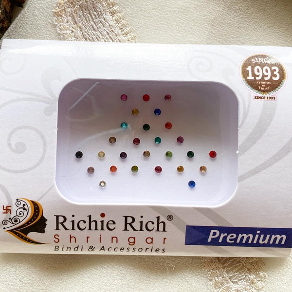 Single stone multi-colored bindhis - Adorna