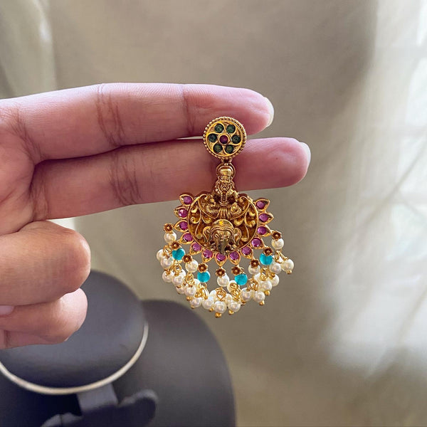Antique matte layer Lakshmi 3D Gajendra set - Adorna