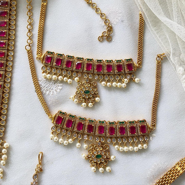 Matte CZ full bridal set - Adorna