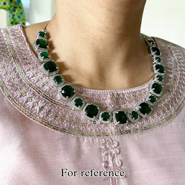 Faux Diamond Doublet neckset - Two Teal - Adorna