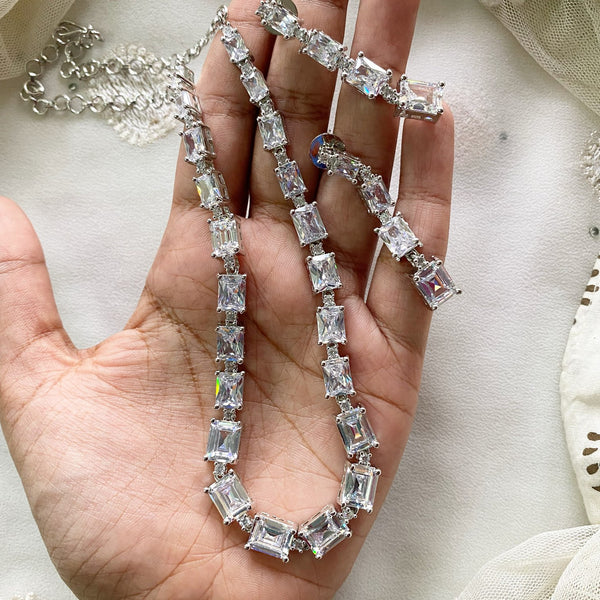 Silver rectangle glitter short set - Clearance - Adorna