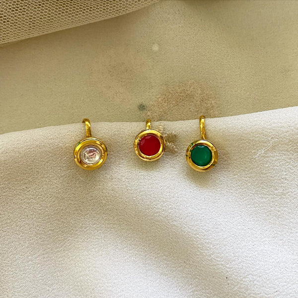 Kundan Round nath/nose clip on - Adorna