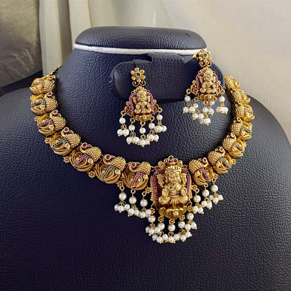 Antique matte Lakshmi Peacock parade short set - Ruby-Green - Adorna