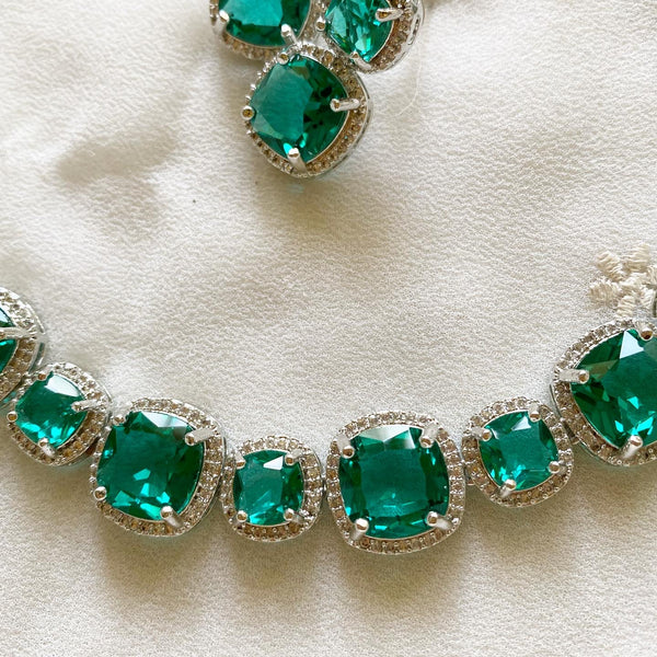 Faux Diamond Doublet neckset - Two Teal - Adorna