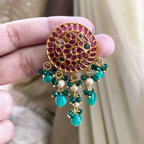Green beaded Peacock Chakra long set - Adorna