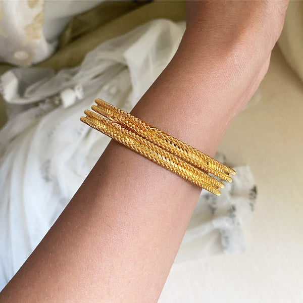 Rope Border Slant bangles - set of 2 - Adorna