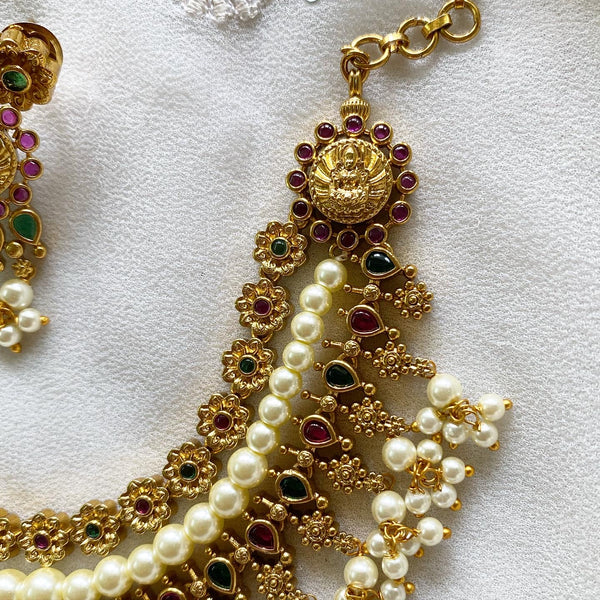 Antique matte Pearl layered short set - Adorna
