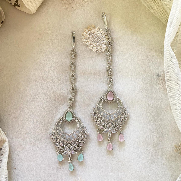 Silver tear drop floral tikka - Adorna
