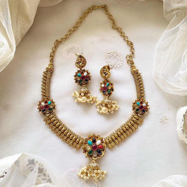 Navratna Peacock mottu Jumkhas set