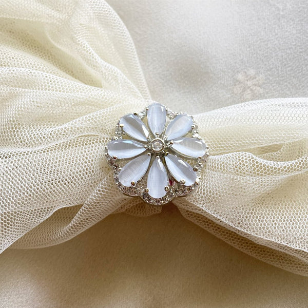 Full bloom CZ finger ring - size adjustable - Adorna