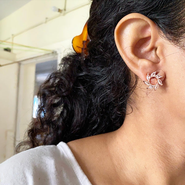 Rose gold Swirl flower studs - Adorna