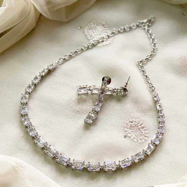 Silver rectangle glitter short set - Clearance - Adorna