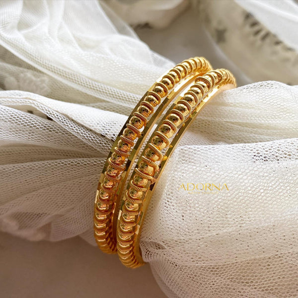 Gold sphere spring bangles - set of 2 - Adorna