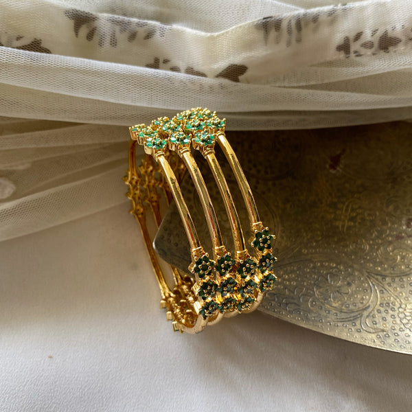 Green flower bangles - set of 4 - Adorna