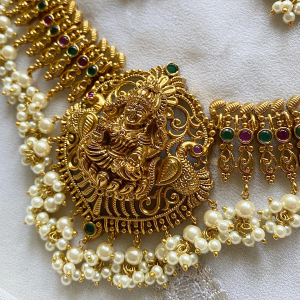 Antique matte Lakshmi Filigree short set - Adorna