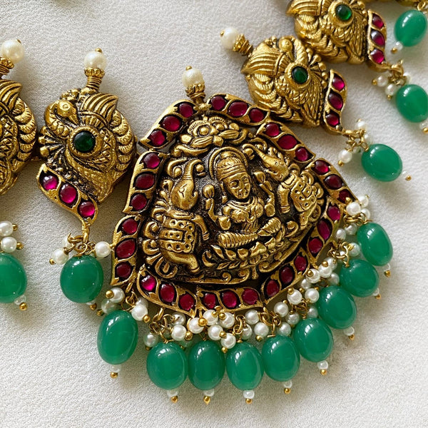 Kundan Jadau Lakshmi Peacock short neckset - Adorna