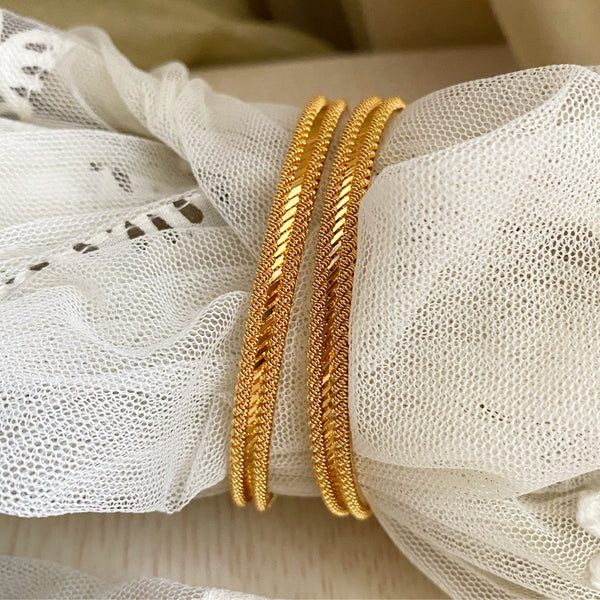 Rope Border Slant bangles - set of 2 - Adorna