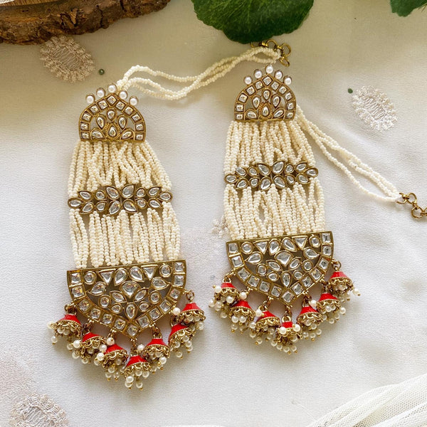 Maharani Polki Pearl jumkhas danglers - Adorna