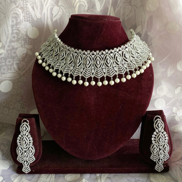 Silver AD Aztec bridal choker set - Adorna