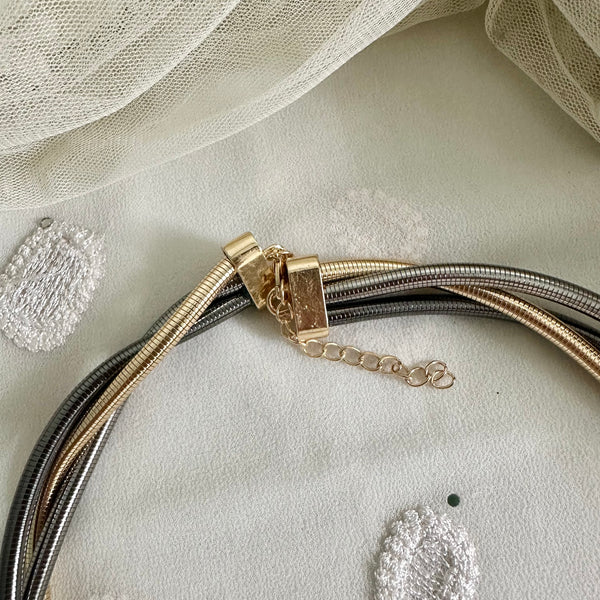 3 tone twisted necklace