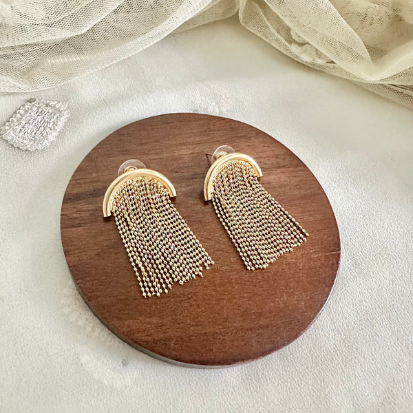 Gold InvU tassel earings