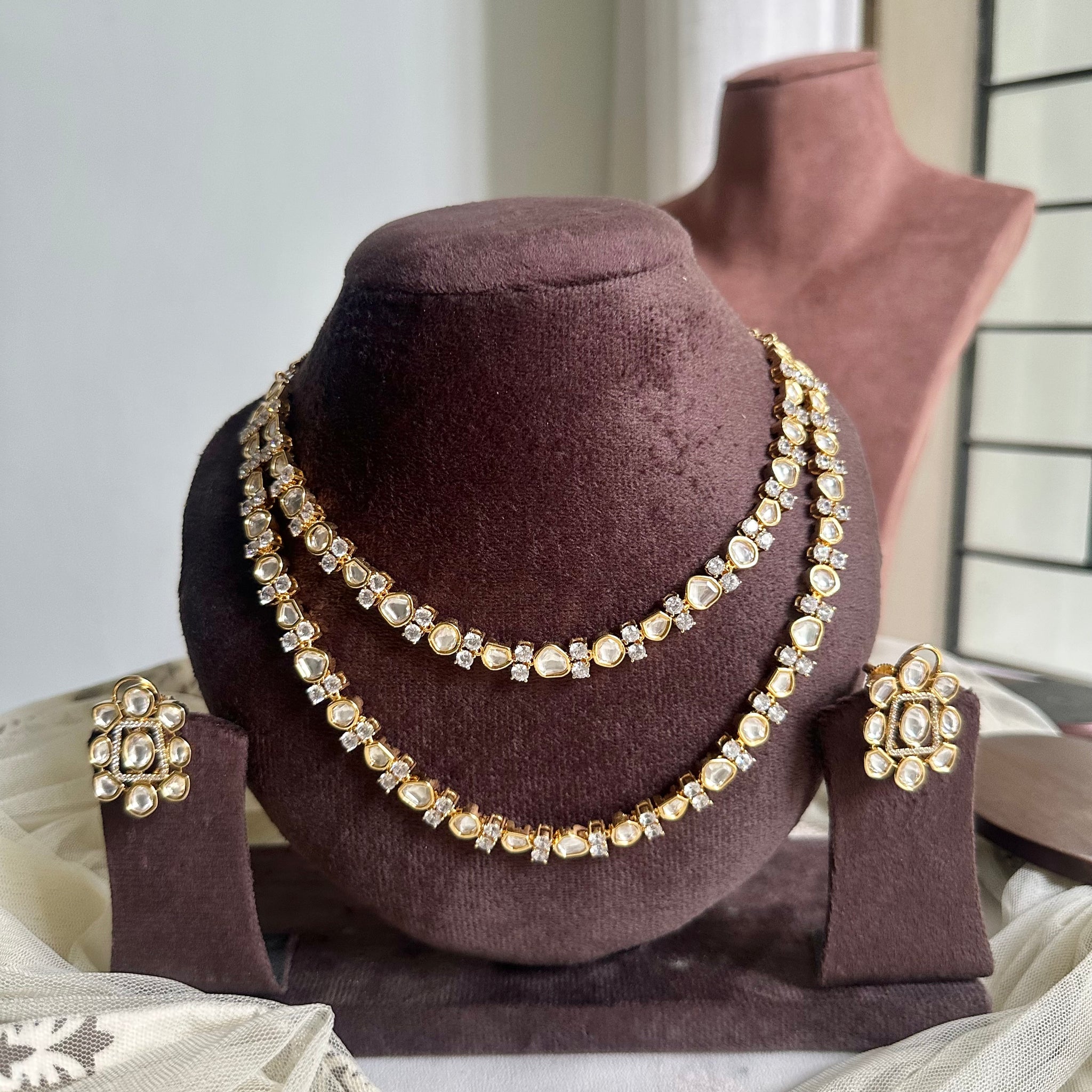 Polki gold dollops dual layer set