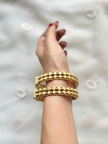 Matte dimesnsional half bead bangles - set of 2