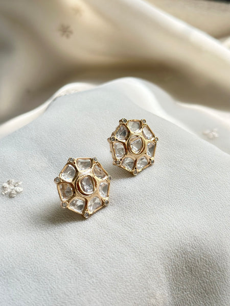 Polki Round dotted gaps studs