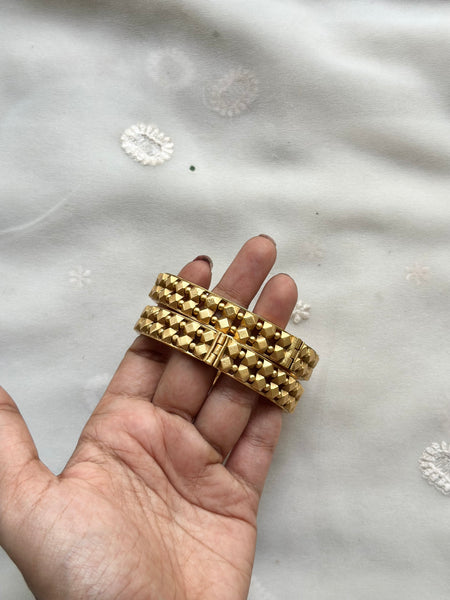 Matte dimesnsional half bead bangles - set of 2