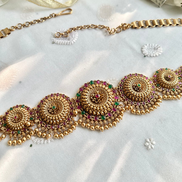 Matte Chakras string hipchain - Ruby-Green