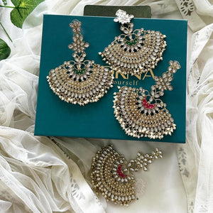 Bollywood polki kundan long earrings - Adorna