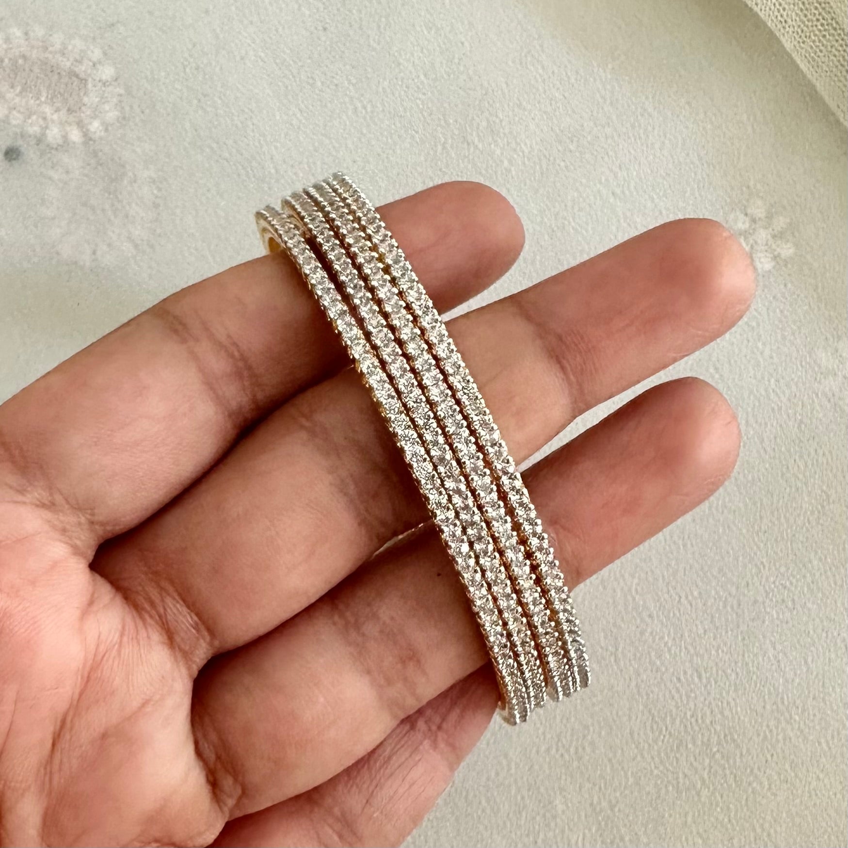 Glittery Diamond Bangles - set of 4