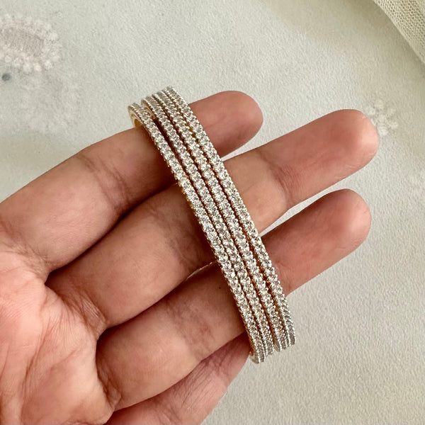 Glittery Diamond Bangles - set of 4