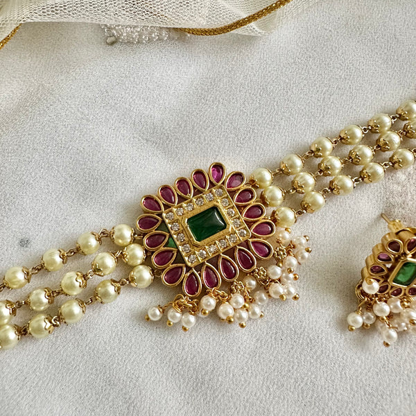 Matte Kemp Pearl choker set