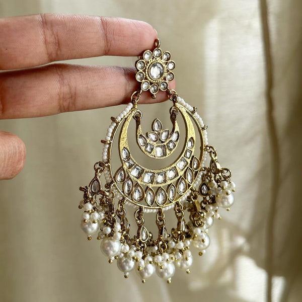 Pearl Rani layered chandbali earrings