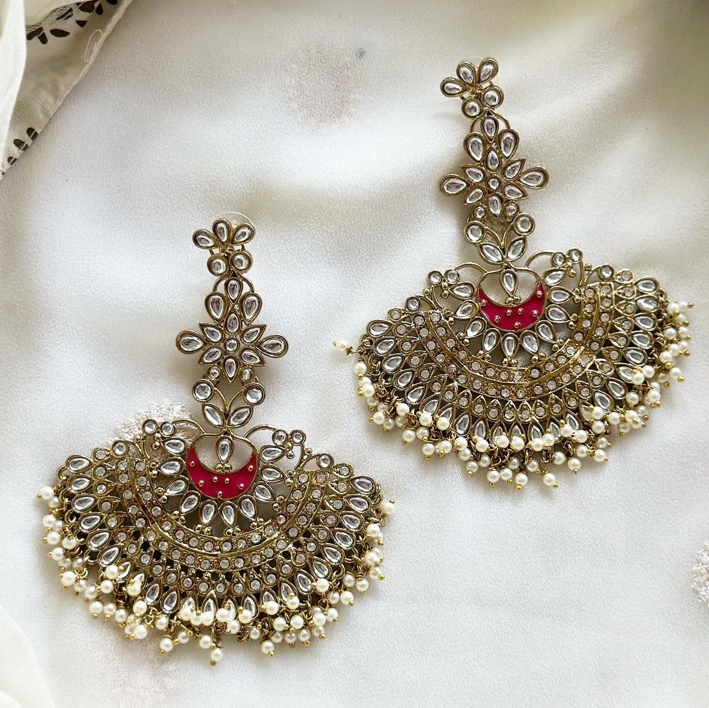 Bollywood polki kundan long earrings - Adorna