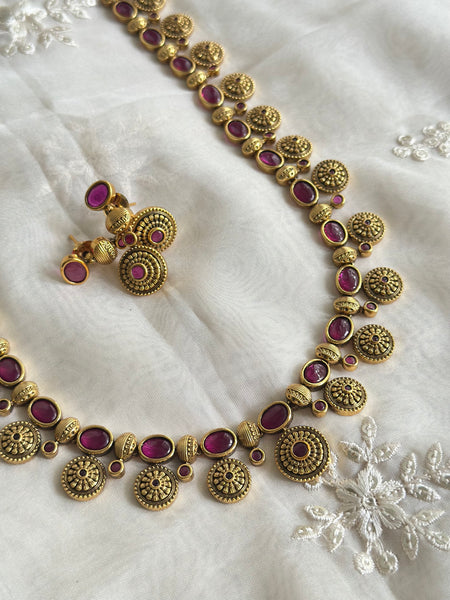 Antique matte Chakras Kemp long haaram set